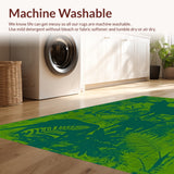 Ultra Soft Area Rug, Non Slip, Stain Resistant, Washable Area Rugs for Living Room, Bedroom, Abstract Jungle Animal(Green) - ODIKA