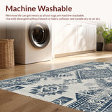 Ultra Soft Area Rug, Non Slip, Stain Resistant, Washable Area Rugs for Living Room, Bedroom, Distressed Vintage Non-Slip Living Room(Blue) - ODIKA