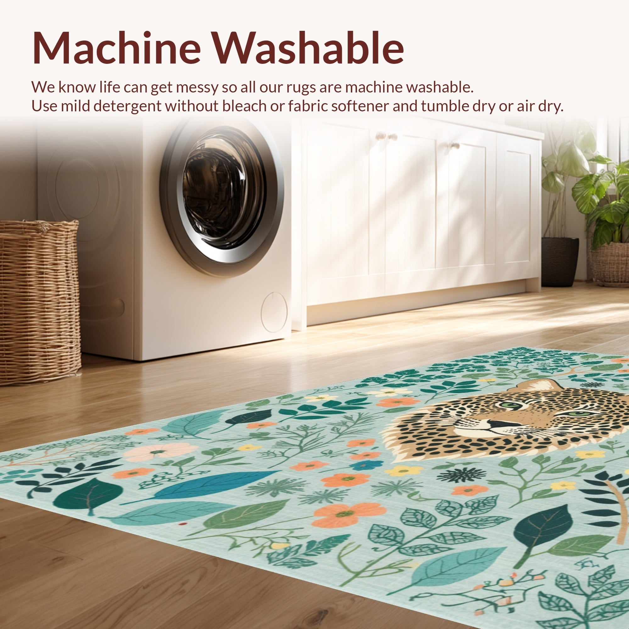 Ultra Soft Area Rug, Non Slip, Stain Resistant, Washable Area Rugs for Living Room, Bedroom, Modern Colorful Jungle Animal Play Rug(Gray) - ODIKA