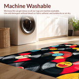 Ultra Soft Area Rug, Non Slip, Stain Resistant, Washable Area Rugs for Living Room, Bedroom, Vinyl Record Pattern Doormat(Red) - ODIKA