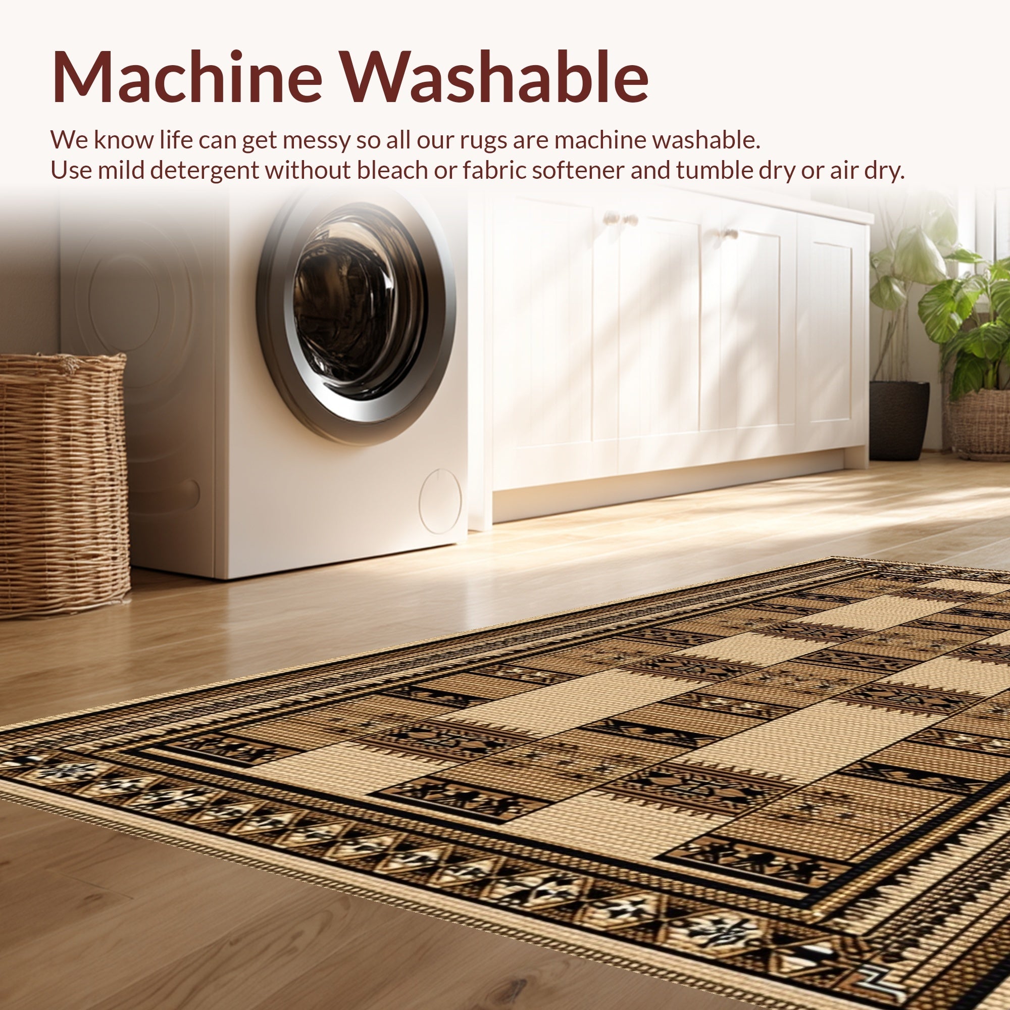 Ultra Soft Area Rug, Non Slip, Stain Resistant, Washable Area Rugs for Living Room, Bedroom, Rustic Cowhide Living Room Accent(Beige) - ODIKA