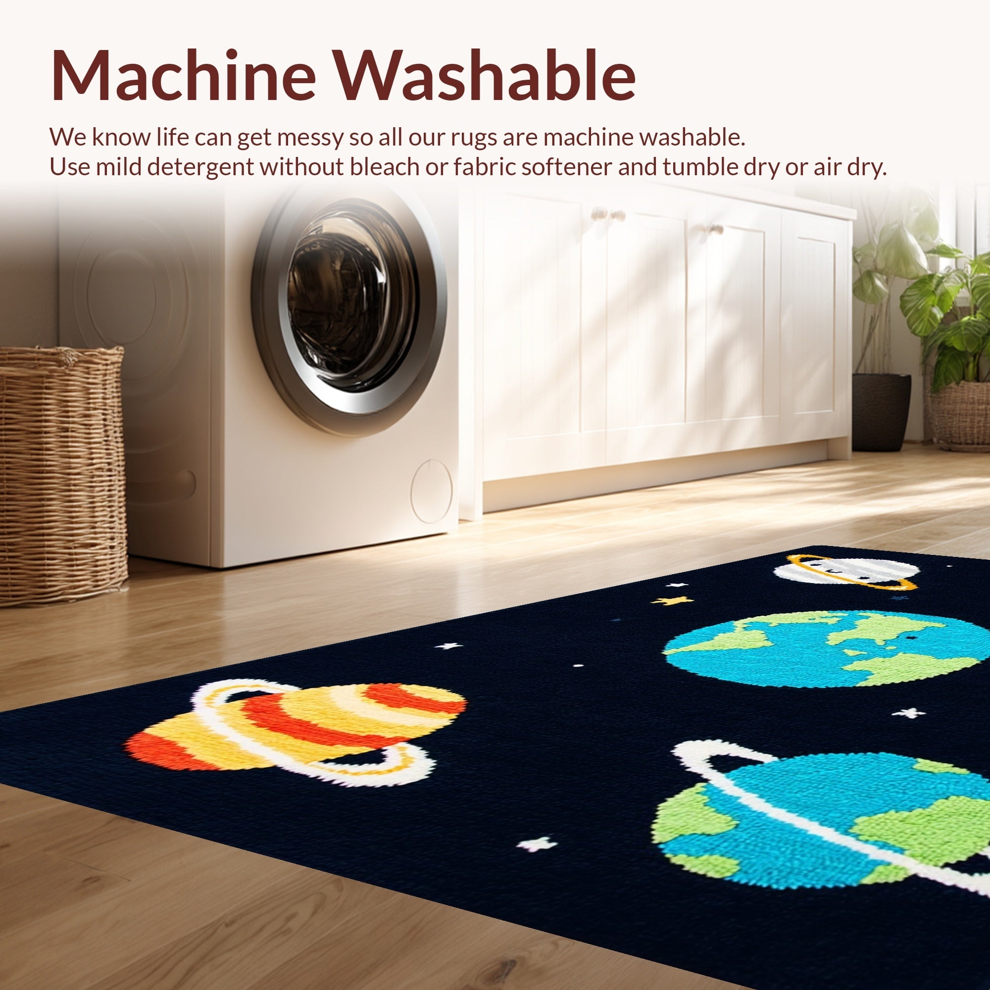 Ultra Soft Area Rug, Non Slip, Stain Resistant, Washable Area Rugs for Living Room, Bedroom, Outer Space Kids Rug(Black) - ODIKA