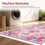 Boho Floral Non Slip Kids Room(Pink)