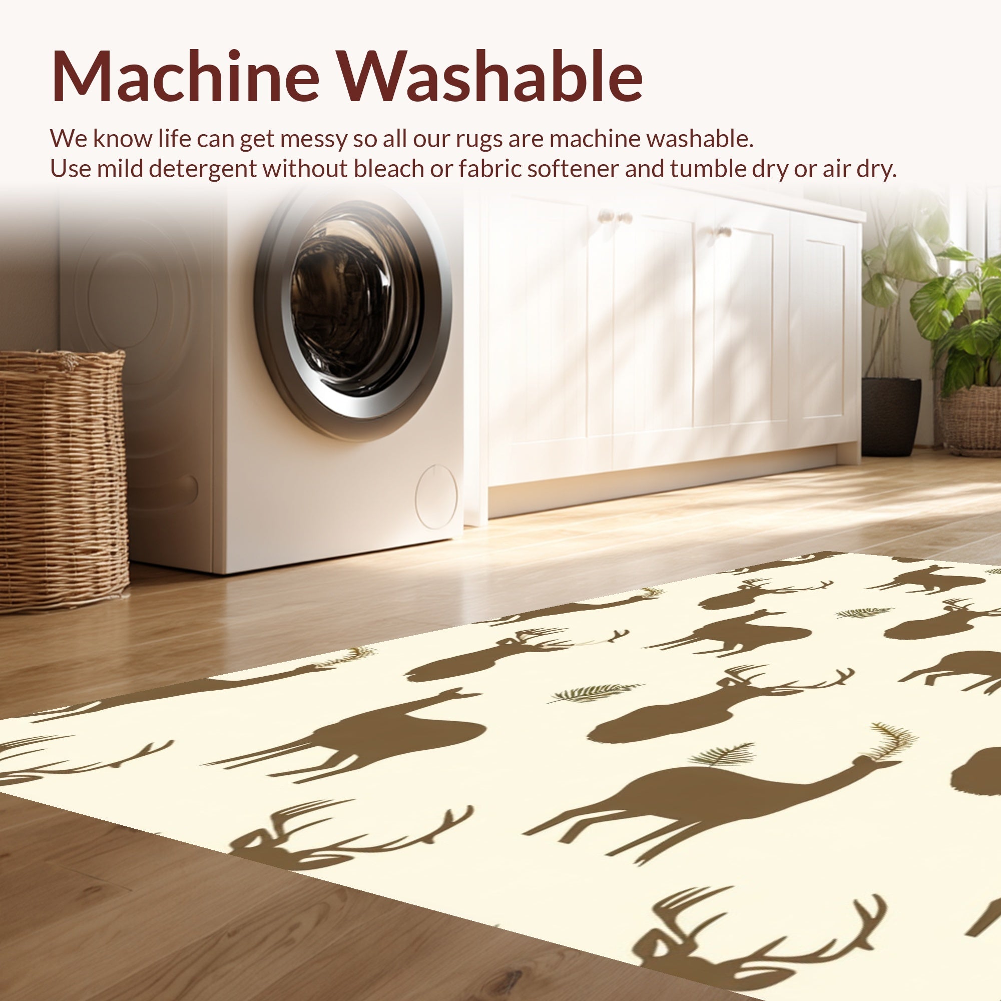 Ultra Soft Area Rug, Non Slip, Stain Resistant, Washable Area Rugs for Living Room, Bedroom, Fluffy Faux Deer Fur(Beige) - ODIKA