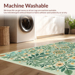Ultra Soft Area Rug, Non Slip, Stain Resistant, Washable Area Rugs for Living Room, Bedroom, Botanical Insect Boho Floral(Green) - ODIKA