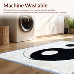 Ultra Soft Area Rug, Non Slip, Stain Resistant, Washable Area Rugs for Living Room, Bedroom, Modern Yin Yang Washable Living Room Rug(White) - ODIKA