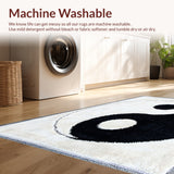 Ultra Soft Area Rug, Non Slip, Stain Resistant, Washable Area Rugs for Living Room, Bedroom, Modern Yin Yang Washable Living Room Rug(White) - ODIKA