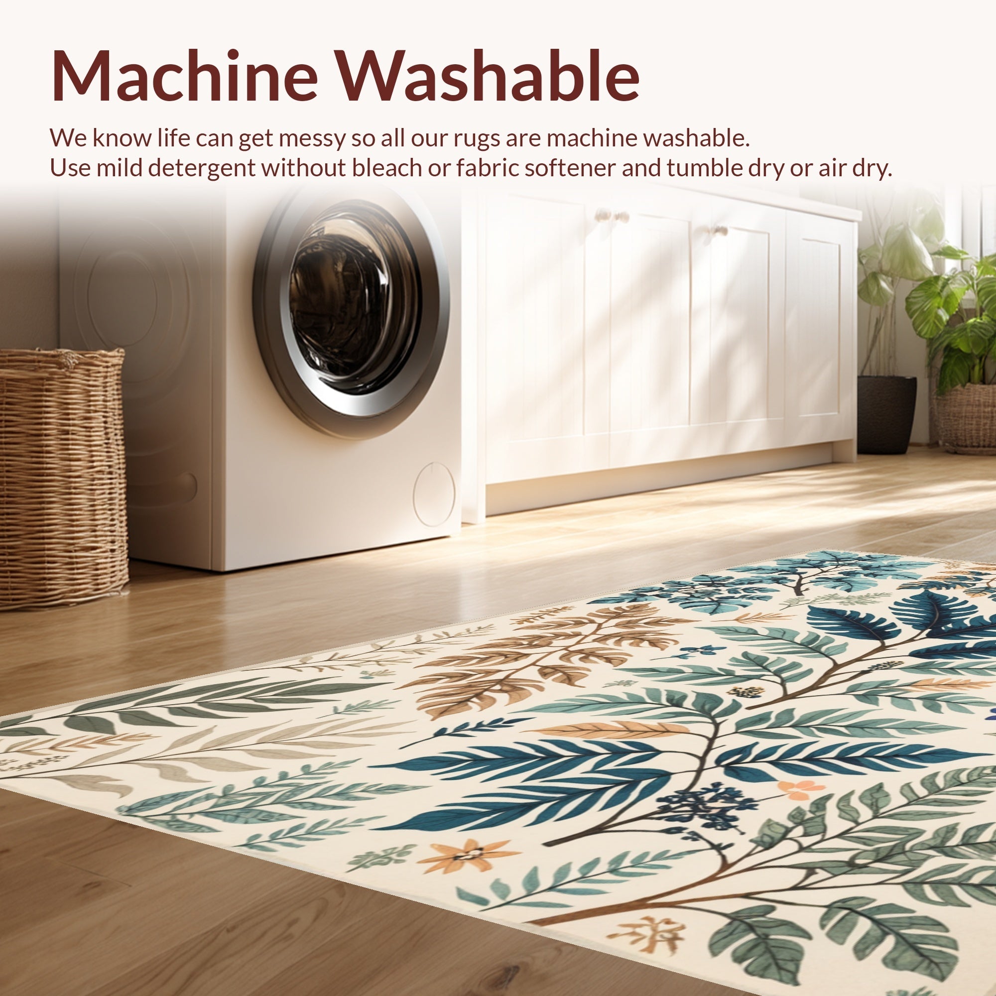 Ultra Soft Area Rug, Non Slip, Stain Resistant, Washable Area Rugs for Living Room, Bedroom, Beige Jungle Print Kids Playroom Rug(Ivory) - ODIKA