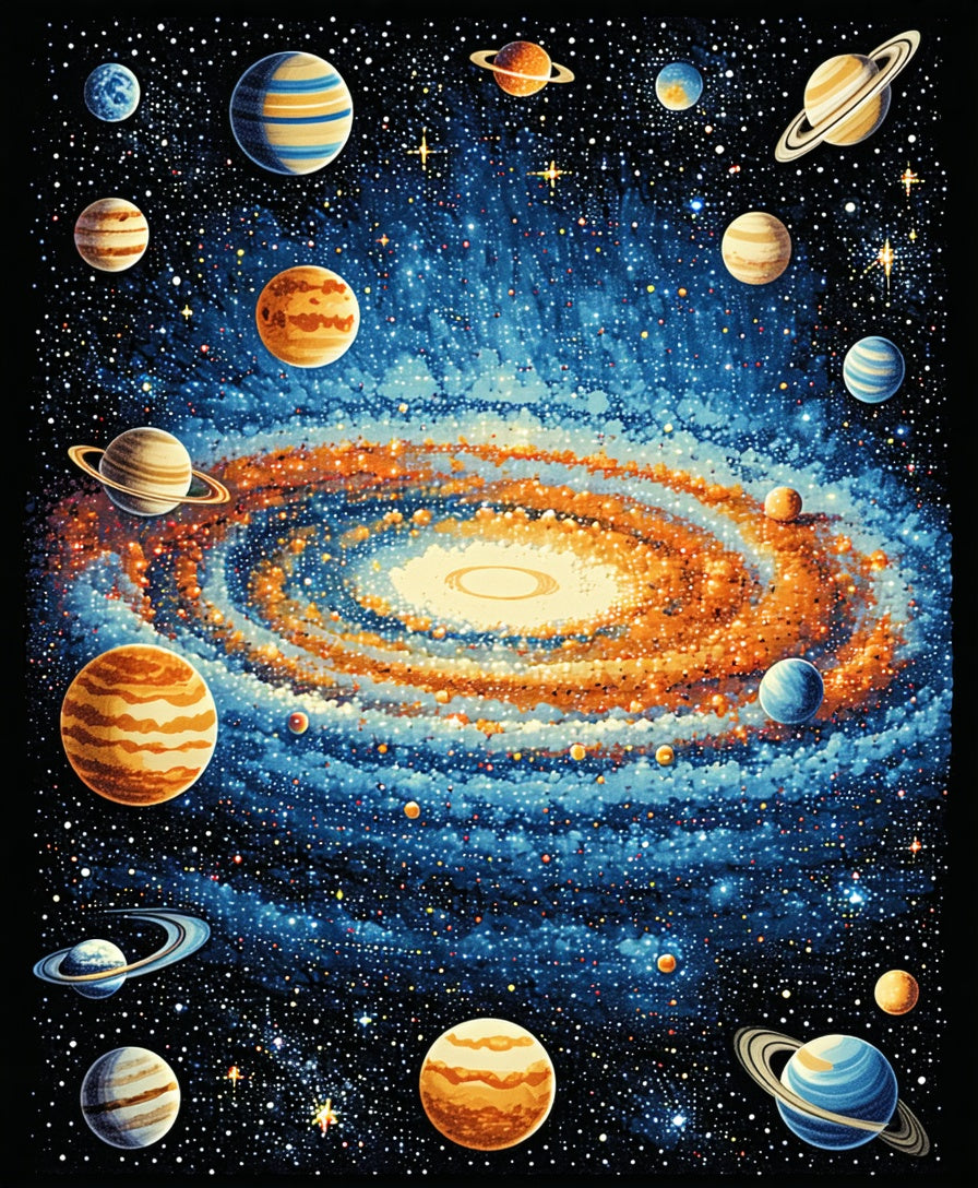 Ultra Soft Area Rug, Non Slip, Stain Resistant, Washable Area Rugs for Living Room, Bedroom, Educational Solar System Playmat Rug(Blue) - ODIKA