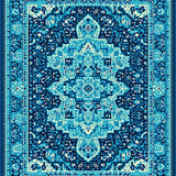 Ultra Soft Area Rug, Non Slip, Stain Resistant, Washable Area Rugs for Living Room, Bedroom, Vintage Distressed Jungle Entryway Stain-Resistant Carpet(Blue)