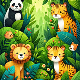 Ultra Soft Area Rug, Non Slip, Stain Resistant, Washable Area Rugs for Living Room, Bedroom, Playful Green Jungle Animal Nursery Rug(Green)