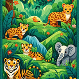 Ultra Soft Area Rug, Non Slip, Stain Resistant, Washable Area Rugs for Living Room, Bedroom, Vibrant Kids Jungle Theme Playroom Carpet(Green)