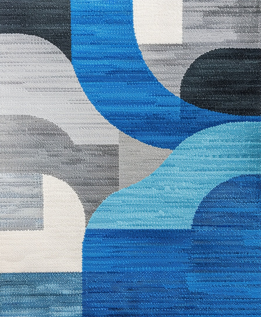 Ultra Soft Area Rug, Non Slip, Stain Resistant, Washable Area Rugs for Living Room, Bedroom, Modern Abstract Grey Blue Living Room Rug(Blue) - ODIKA