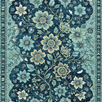 Ultra Soft Area Rug, Non Slip, Stain Resistant, Washable Area Rugs for Living Room, Bedroom, Vintage Floral Non-Slip Living Room(Blue) - ODIKA