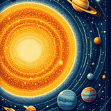 Ultra Soft Area Rug, Non Slip, Stain Resistant, Washable Area Rugs for Living Room, Bedroom, Educational Planet Theme Bedroom Round Carpet(Orange)