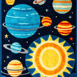 Ultra Soft Area Rug, Non Slip, Stain Resistant, Washable Area Rugs for Living Room, Bedroom, Colorful Solar System Playroom Non-Slip Kids Carpet(Blue)