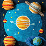 Ultra Soft Area Rug, Non Slip, Stain Resistant, Washable Area Rugs for Living Room, Bedroom, Bright Planet Design Classroom Stain-Resistant Floor Mat(Blue)