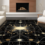 Ultra Soft Area Rug, Non Slip, Stain Resistant, Washable Area Rugs for Living Room, Bedroom, Sleek Neutral Color Block Design(Black)