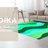 Ultra Soft Area Rug, Non Slip, Stain Resistant, Washable Area Rugs for Living Room, Bedroom, Chic Abstract Color Fusion(Green)