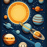 Ultra Soft Area Rug, Non Slip, Stain Resistant, Washable Area Rugs for Living Room, Bedroom, Colorful Solar System Educational Kids Bedroom Rug(Blue)