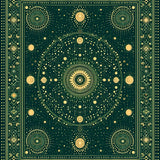 Ultra Soft Area Rug, Non Slip, Stain Resistant, Washable Area Rugs for Living Room, Bedroom, Whimsical Dark Green Celestial Bedroom Area Rug(Green)