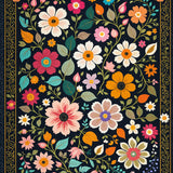 Ultra Soft Area Rug, Non Slip, Stain Resistant, Washable Area Rugs for Living Room, Bedroom, Boho Black Floral Washable Rug for Living Room(Black)
