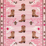 Ultra Soft Area Rug, Non Slip, Stain Resistant, Washable Area Rugs for Living Room, Bedroom, Trendy Pink Cowgirl Playroom Round Rug(Pink)