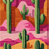 Ultra Soft Area Rug, Non Slip, Stain Resistant, Washable Area Rugs for Living Room, Bedroom, Western Pink Cactus Bathroom Absorbent Boot Rug(Green)