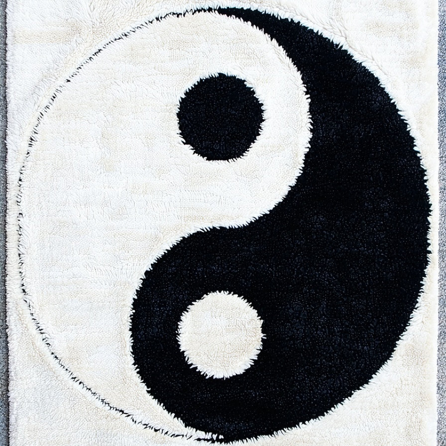 Ultra Soft Area Rug, Non Slip, Stain Resistant, Washable Area Rugs for Living Room, Bedroom, Modern Yin Yang Washable Living Room Rug(White) - ODIKA