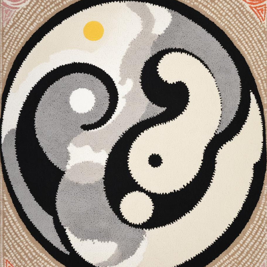 Ultra Soft Area Rug, Non Slip, Stain Resistant, Washable Area Rugs for Living Room, Bedroom, yin yang happy face(Gray) - ODIKA