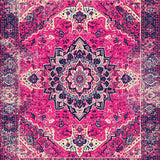 Ultra Soft Area Rug, Non Slip, Stain Resistant, Washable Area Rugs for Living Room, Bedroom, Whimsical Boho Medallion Retreat(Pink)