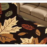 Ultra Soft Area Rug, Non Slip, Stain Resistant, Washable Area Rugs for Living Room, Bedroom, Vintage Maple Leaf Aesthetic(Black)