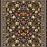 Ultra Soft Area Rug, Non Slip, Stain Resistant, Washable Area Rugs for Living Room, Bedroom, Traditional Floral Entryway Non-Shedding Rug(Black)