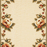 Ultra Soft Area Rug, Non Slip, Stain Resistant, Washable Area Rugs for Living Room, Bedroom, Vintage Floral Non-Slip Dining Room(Beige)