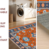 Ultra Soft Area Rug, Non Slip, Stain Resistant, Washable Area Rugs for Living Room, Bedroom, Vibrant Geometric Color Contrast(Orange)