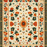 Ultra Soft Area Rug, Non Slip, Stain Resistant, Washable Area Rugs for Living Room, Bedroom, Soft Vintage Floral Boho Living Room(Beige)