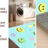 Ultra Soft Area Rug, Non Slip, Stain Resistant, Washable Area Rugs for Living Room, Bedroom, Bright Joyful Graphic Aesthetic(Blue)
