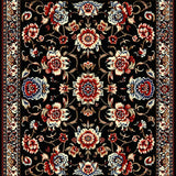 Ultra Soft Area Rug, Non Slip, Stain Resistant, Washable Area Rugs for Living Room, Bedroom, Paisley Floral Thin(Black)