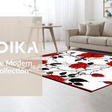 Ultra Soft Area Rug, Non Slip, Stain Resistant, Washable Area Rugs for Living Room, Bedroom, Elegant Abstract Floral Arrangement(Red)