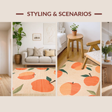Ultra Soft Area Rug, Non Slip, Stain Resistant, Washable Area Rugs for Living Room, Bedroom, Whimsical Peach Patterned Elegance(Orange)
