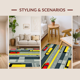 Ultra Soft Area Rug, Non Slip, Stain Resistant, Washable Area Rugs for Living Room, Bedroom, Vibrant Urban Traffic Theme Rug(Gray)
