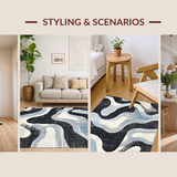 Ultra Soft Area Rug, Non Slip, Stain Resistant, Washable Area Rugs for Living Room, Bedroom, Zebra Crossing: Chic Striped Rug, Classic Color Palette, Flatweave(Gray)