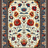 Ultra Soft Area Rug, Non Slip, Stain Resistant, Washable Area Rugs for Living Room, Bedroom, Floral Multi Color Outdoor Yoga Rug(White)