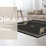 Ultra Soft Area Rug, Non Slip, Stain Resistant, Washable Area Rugs for Living Room, Bedroom, Rustic Neutral Toned Tassel Accent(Black)