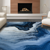 Ultra Soft Area Rug, Non Slip, Stain Resistant, Washable Area Rugs for Living Room, Bedroom, Artistic Fluid Pattern with Gold Accents(Blue)