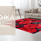 Ultra Soft Area Rug, Non Slip, Stain Resistant, Washable Area Rugs for Living Room, Bedroom, Luxurious Red Petal Arrangement(Red)