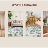 Ultra Soft Area Rug, Non Slip, Stain Resistant, Washable Area Rugs for Living Room, Bedroom, Elegant Cream Medallion Motif(Blue)