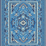 Ultra Soft Area Rug, Non Slip, Stain Resistant, Washable Area Rugs for Living Room, Bedroom, Vintage Chenille Low Pile(Blue)