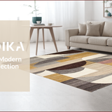 Ultra Soft Area Rug, Non Slip, Stain Resistant, Washable Area Rugs for Living Room, Bedroom, Contemporary Earth Tones Swirling Motif(Gold)