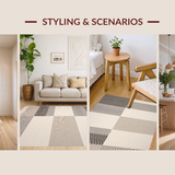 Ultra Soft Area Rug, Non Slip, Stain Resistant, Washable Area Rugs for Living Room, Bedroom, Dynamic Cozy Color Block Arrangement(Beige)